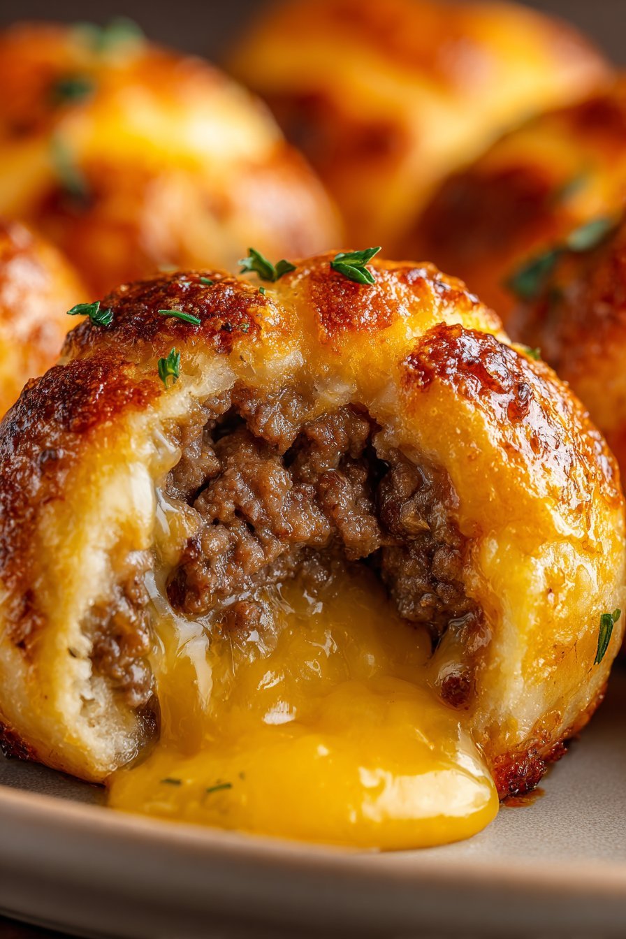 Irresistibly Cheesy Garlic Parmesan Cheeseburger Bombs serving