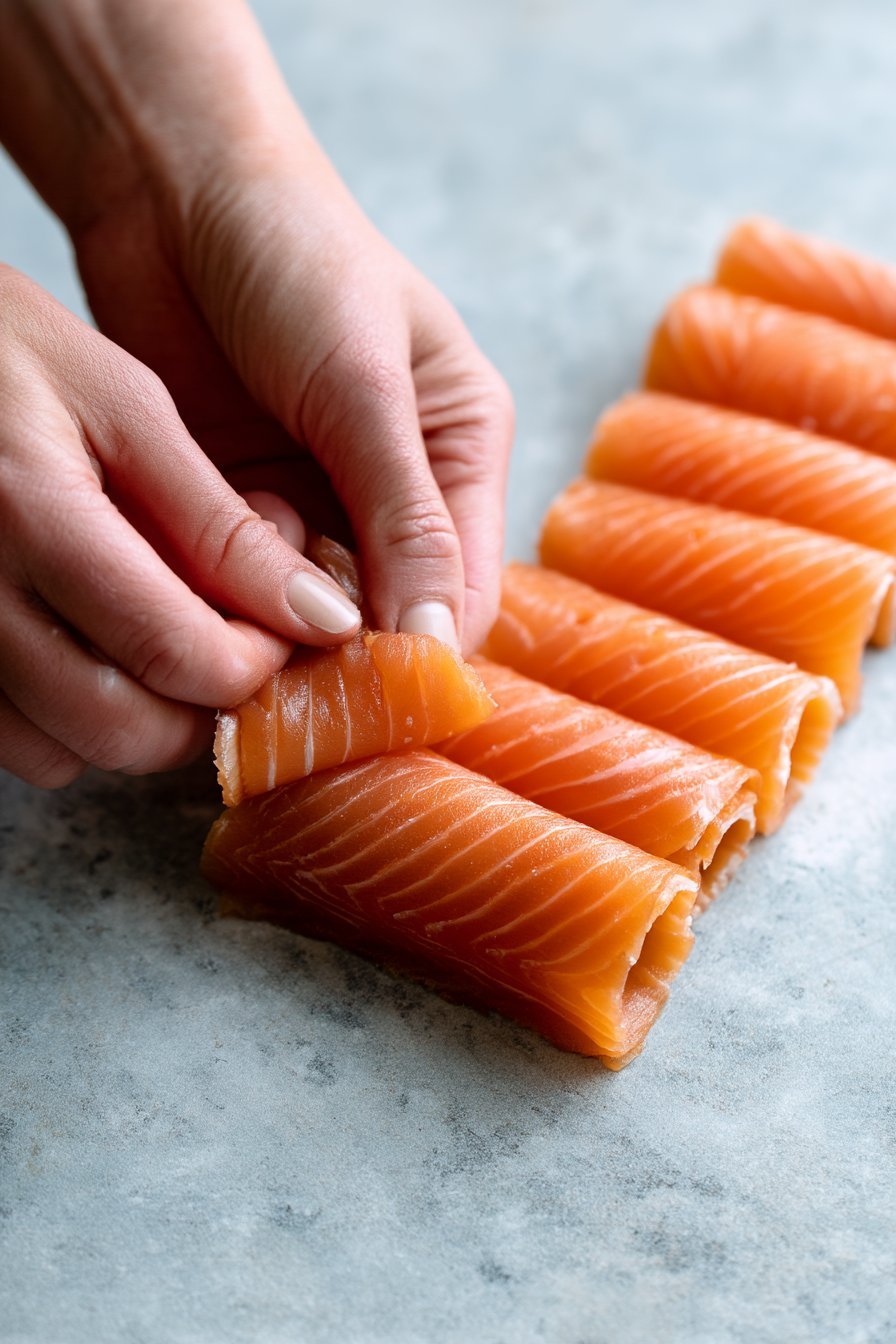 Smoked Salmon Roll Ups instructions process