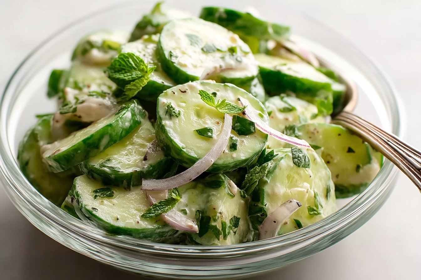 High Protein Cucumber Salad featured