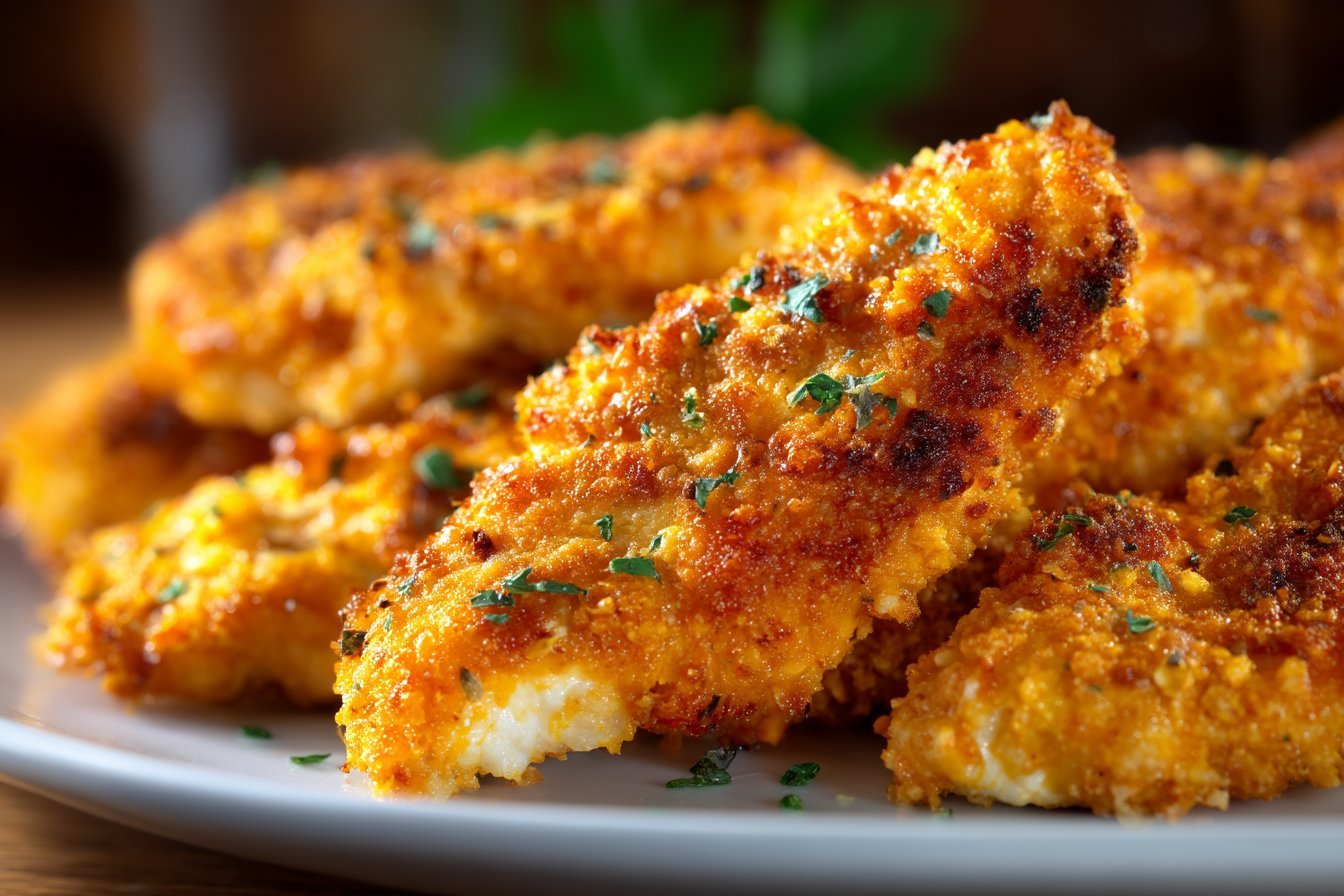 Buffalo Ranch Baked Chicken Strips recipe card